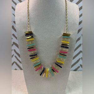 Kate Spade Resin Square Beaded Multicolored Gold Necklace